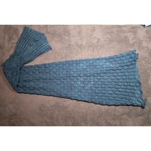 Knit Teal Blue Purple Accent Adult Size Mermaid Tail Blanket Gift